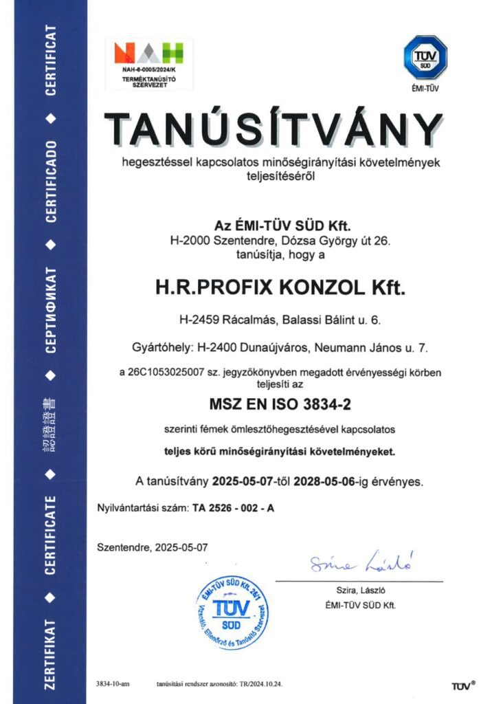 Mínőségbiztosítás hegesztés